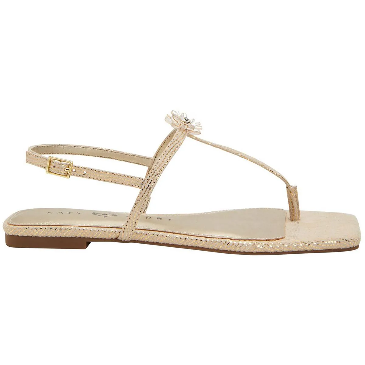 The Camie T-Strap Thong Sandle Womens Embellished Man Made T-Strap Sandals