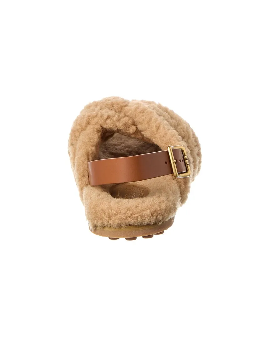 TODs Shearling & Leather Sandal