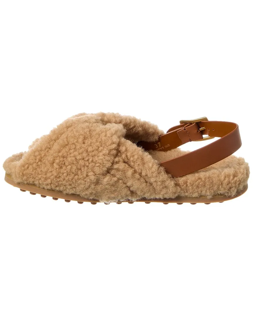 TODs Shearling & Leather Sandal