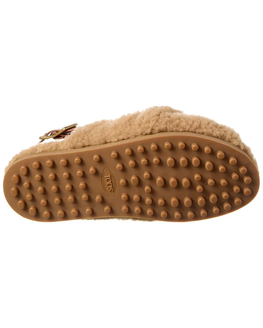 TODs Shearling & Leather Sandal
