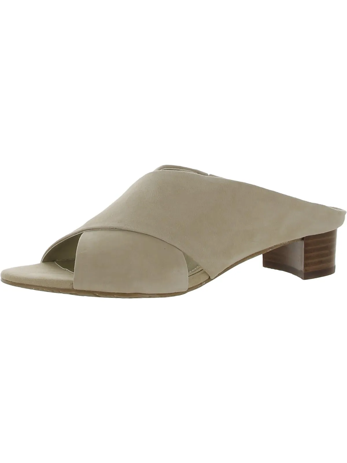 Va Va Voom Womens Suede Peep-Toe Mule Sandals