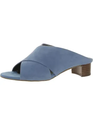 Va Va Voom Womens Suede Peep-Toe Mule Sandals