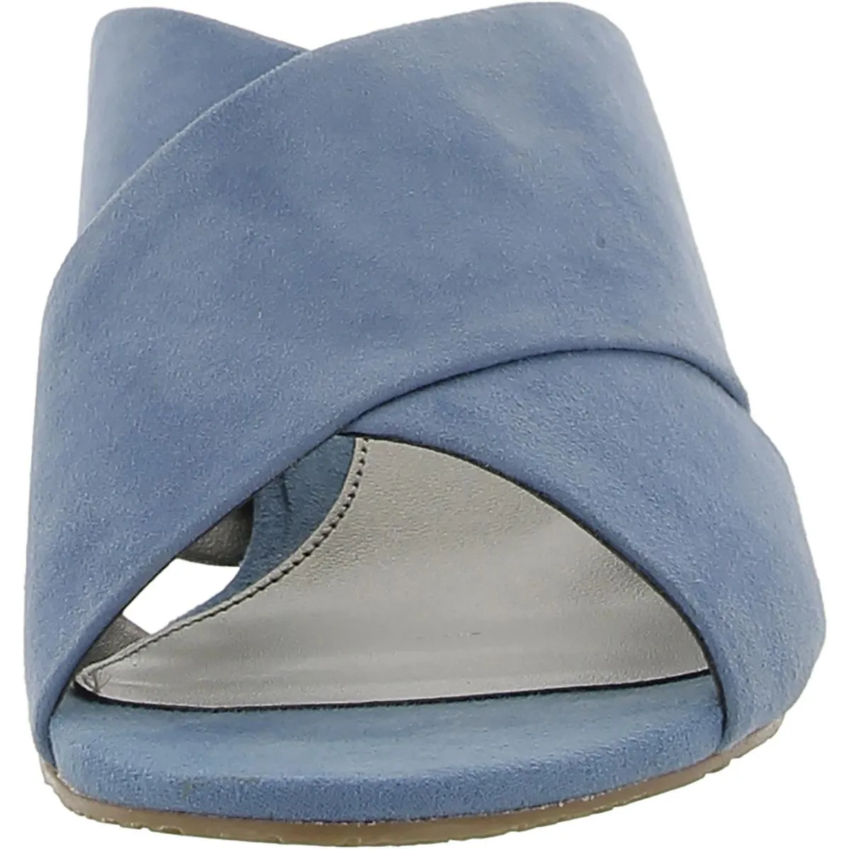 Va Va Voom Womens Suede Peep-Toe Mule Sandals