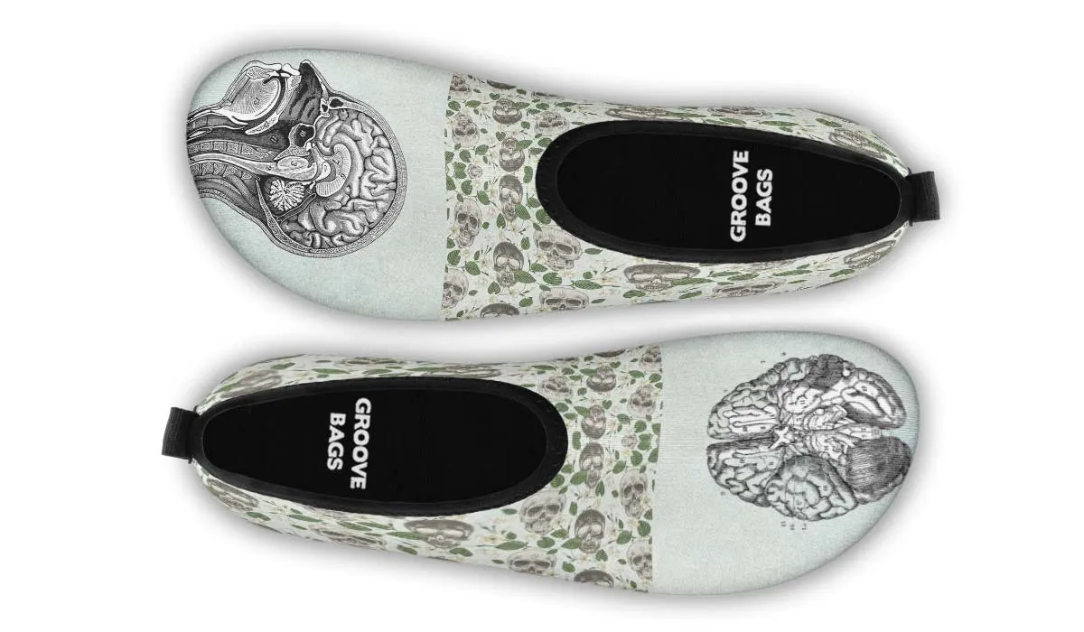 Vintage Brain Diagram Aqua Barefoot Shoes