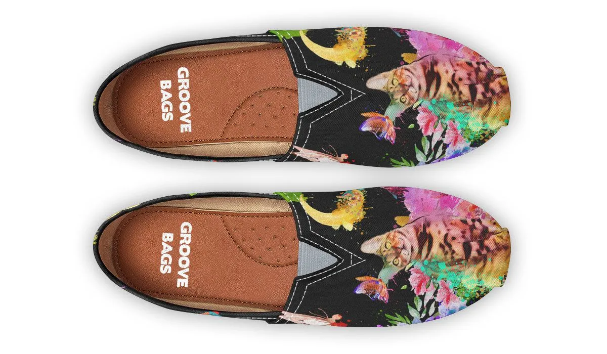 Watercolor Cat Bengal Casual Shoes