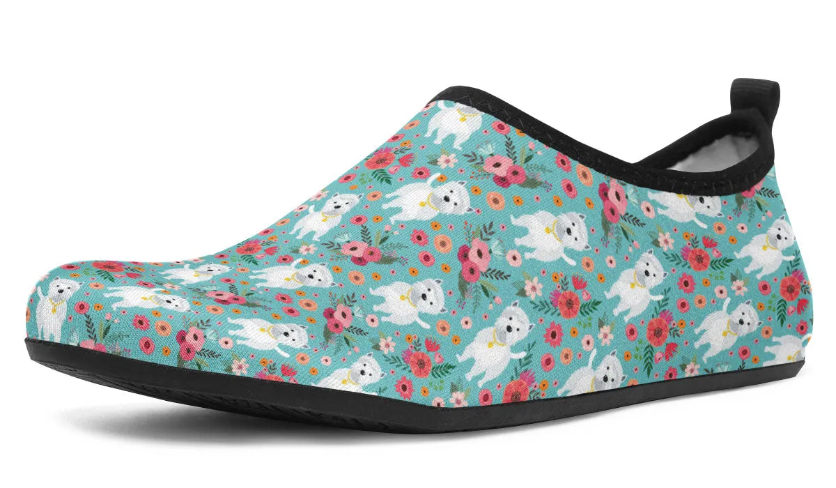 Westie Flower Aqua Barefoot Shoes