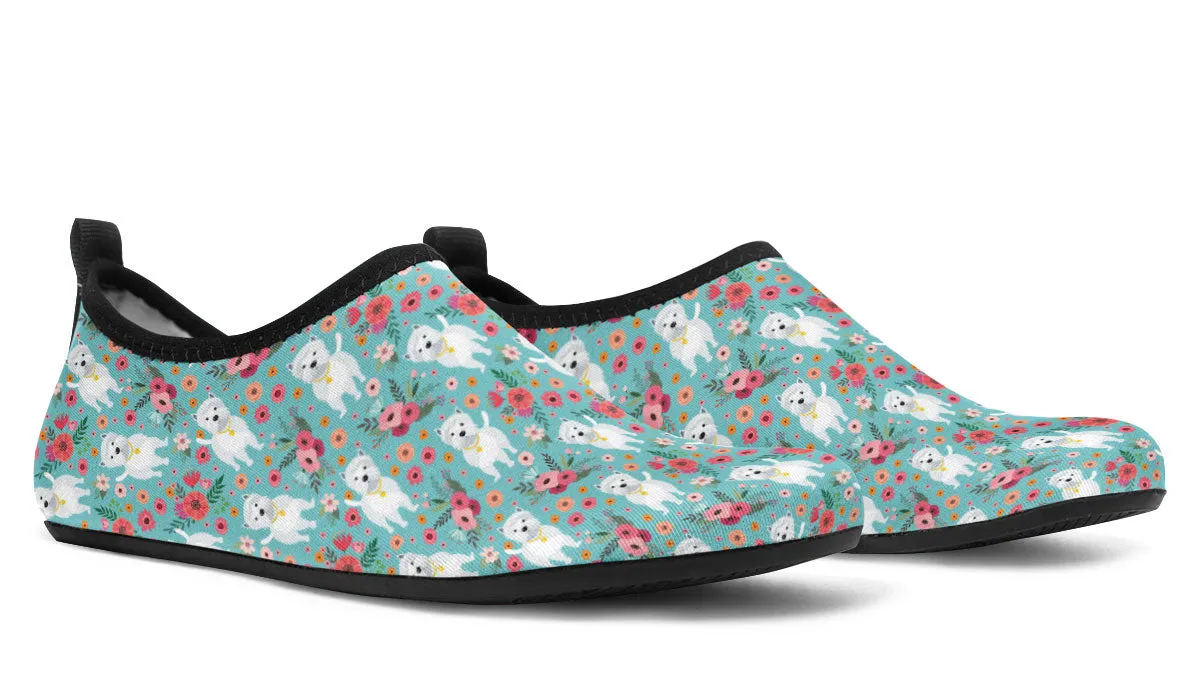 Westie Flower Aqua Barefoot Shoes