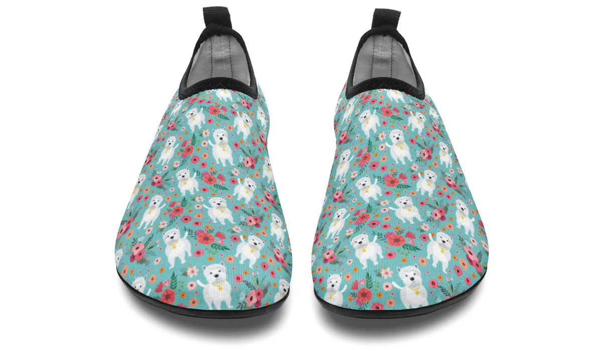 Westie Flower Aqua Barefoot Shoes
