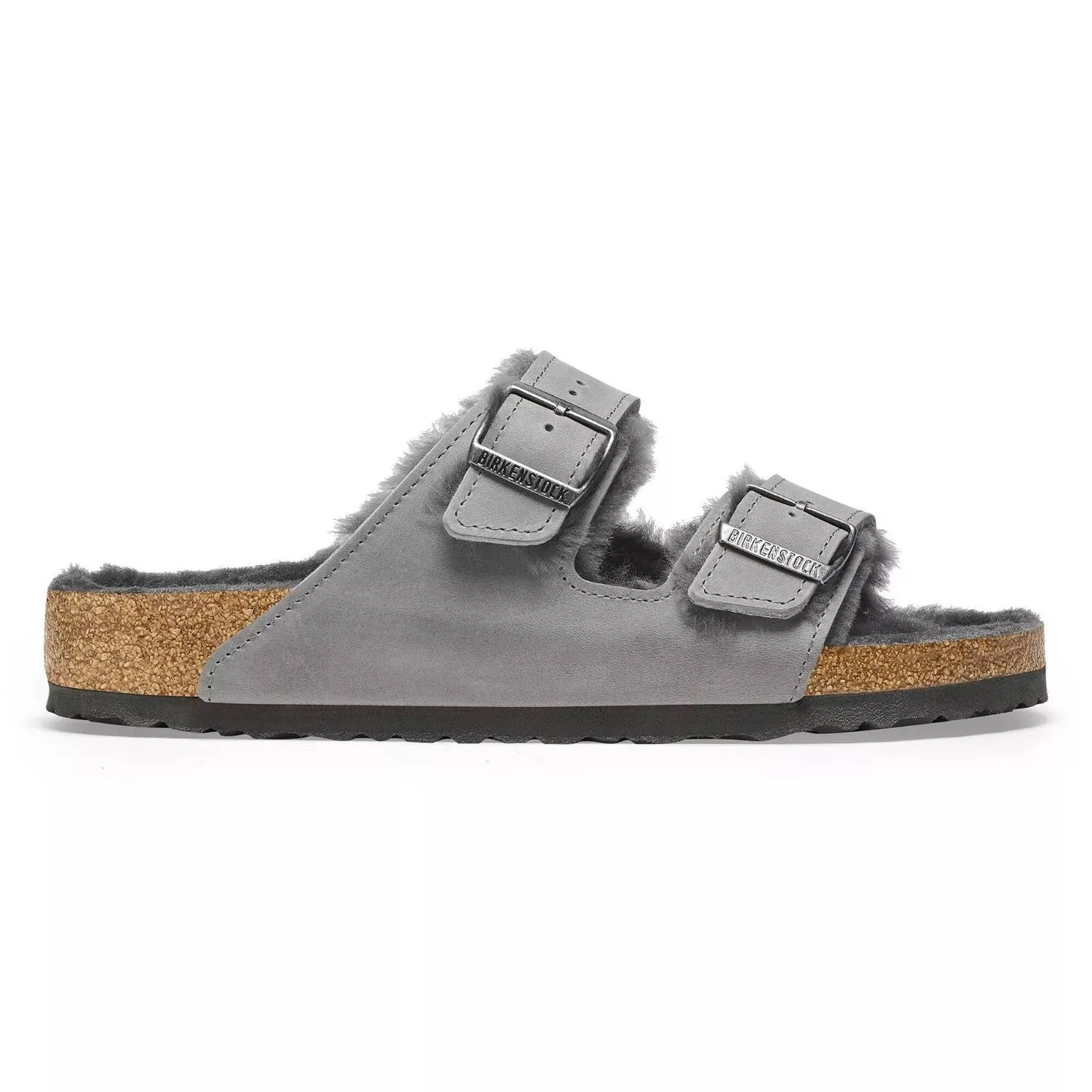 Women's Arizona Shearling Sandal In Iron Oiled Leather