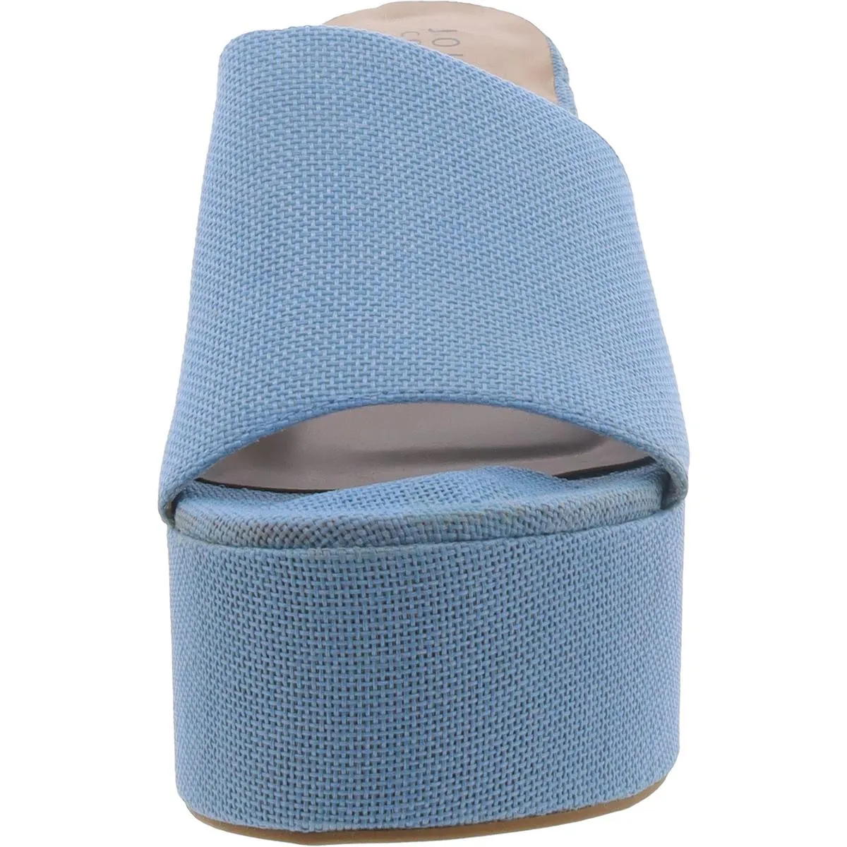 Womens Block Heel Straw Slide Sandals
