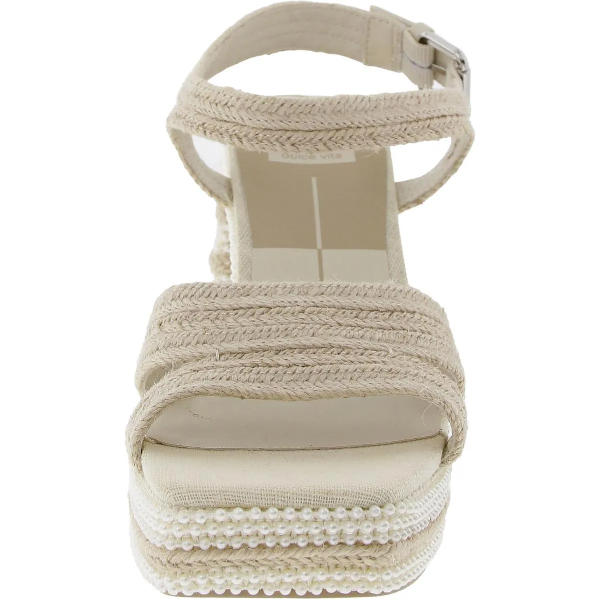 Womens Embellished Canvas Block Heel