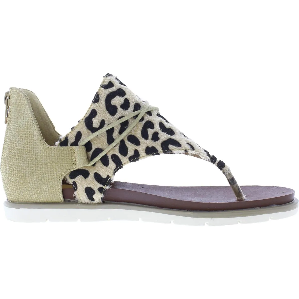Womens Faux Fur Slip-On Thong Sandals