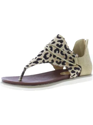 Womens Faux Fur Slip-On Thong Sandals