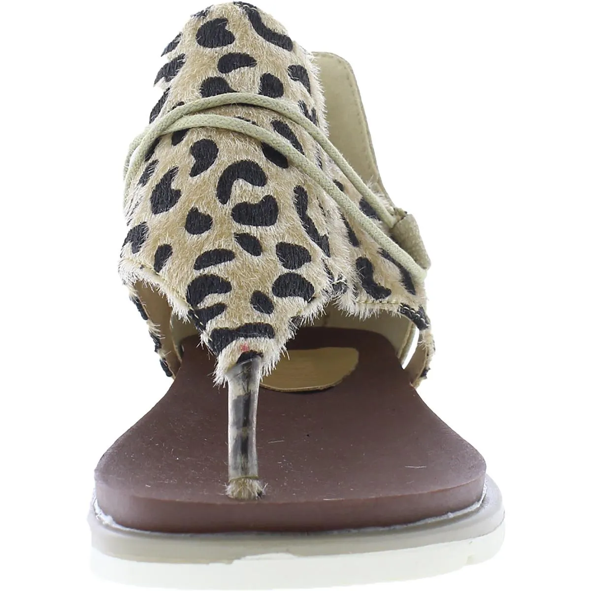 Womens Faux Fur Slip-On Thong Sandals