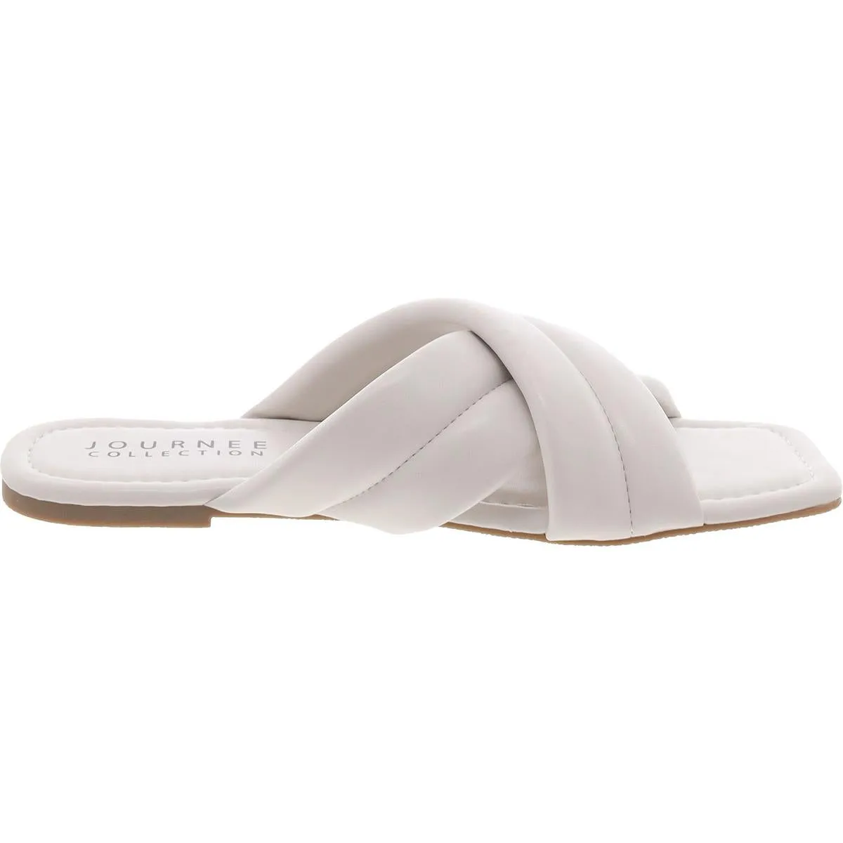 Womens Faux Leather Padded Insole Slide Sandals