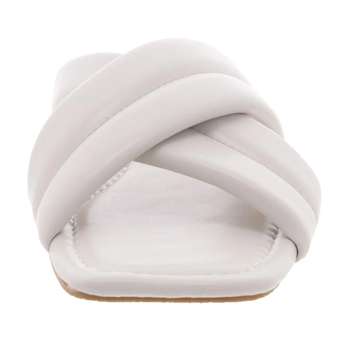 Womens Faux Leather Padded Insole Slide Sandals