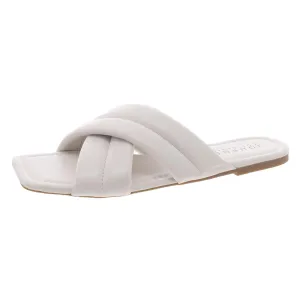 Womens Faux Leather Padded Insole Slide Sandals