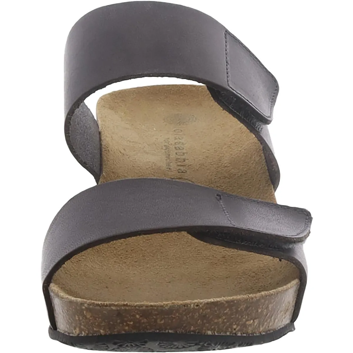 Womens Faux Leather Slip On Wedge Sandals