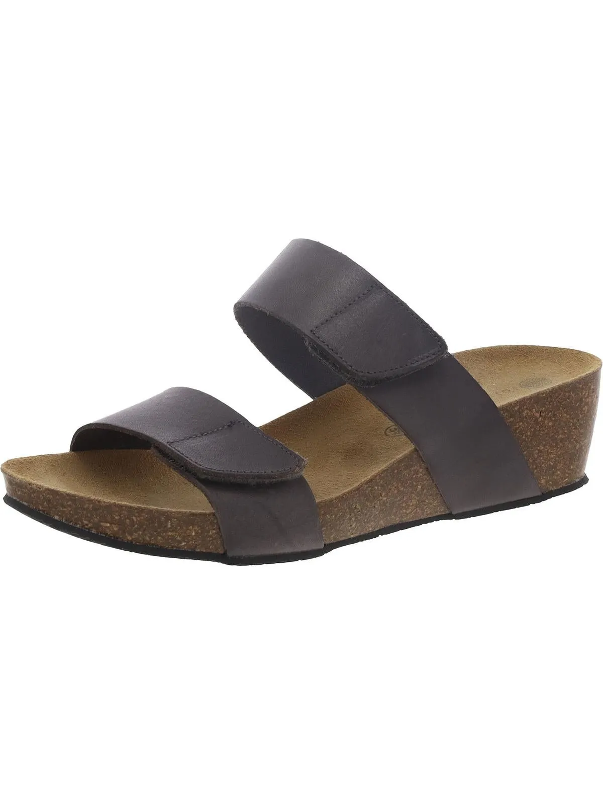 Womens Faux Leather Slip On Wedge Sandals