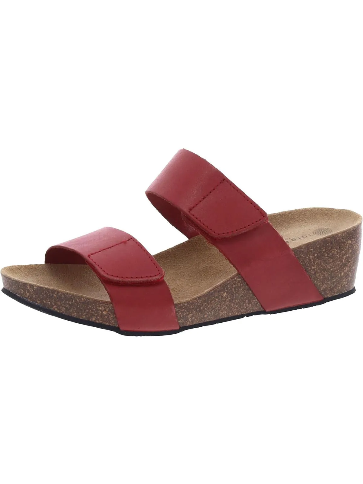 Womens Faux Leather Slip On Wedge Sandals