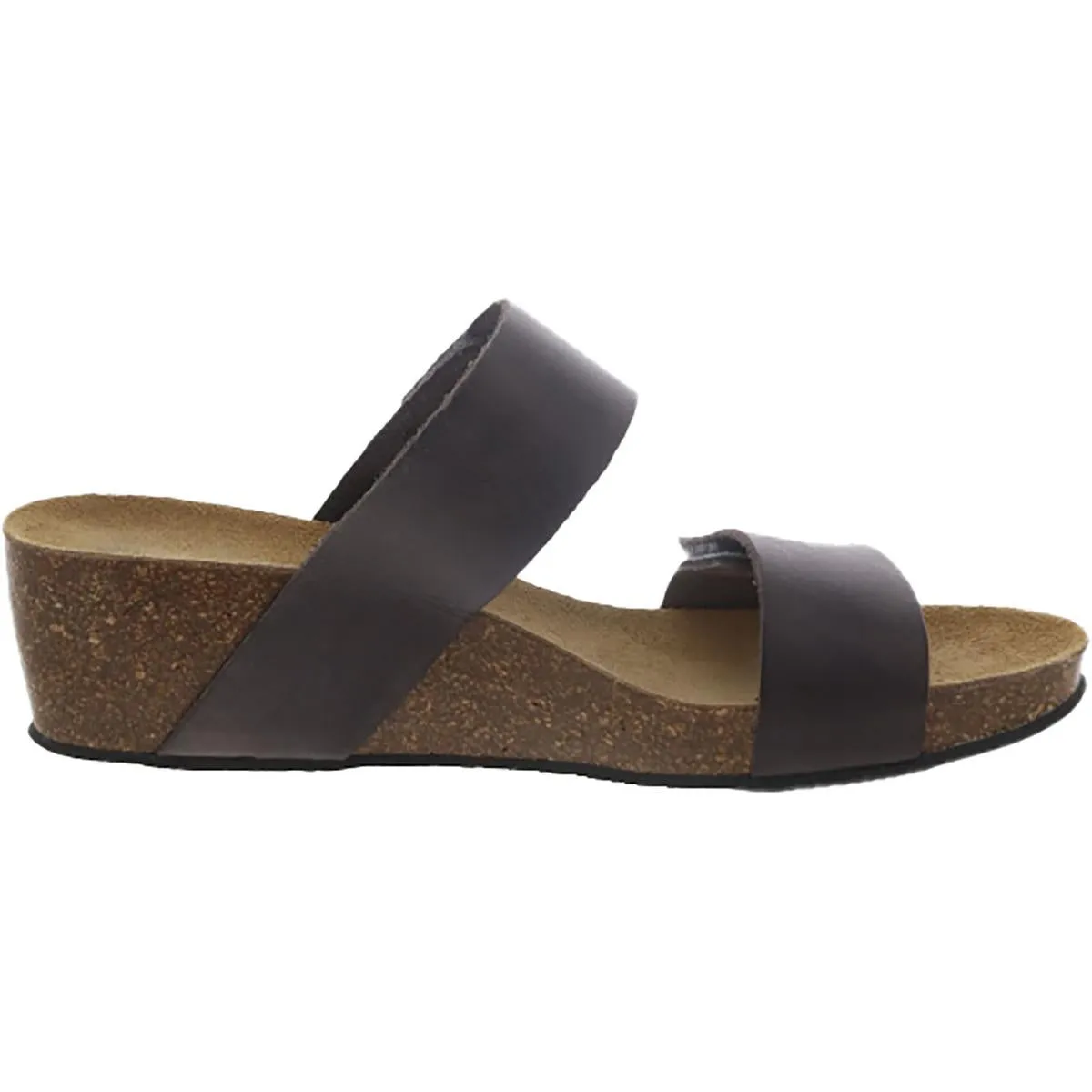 Womens Faux Leather Slip On Wedge Sandals