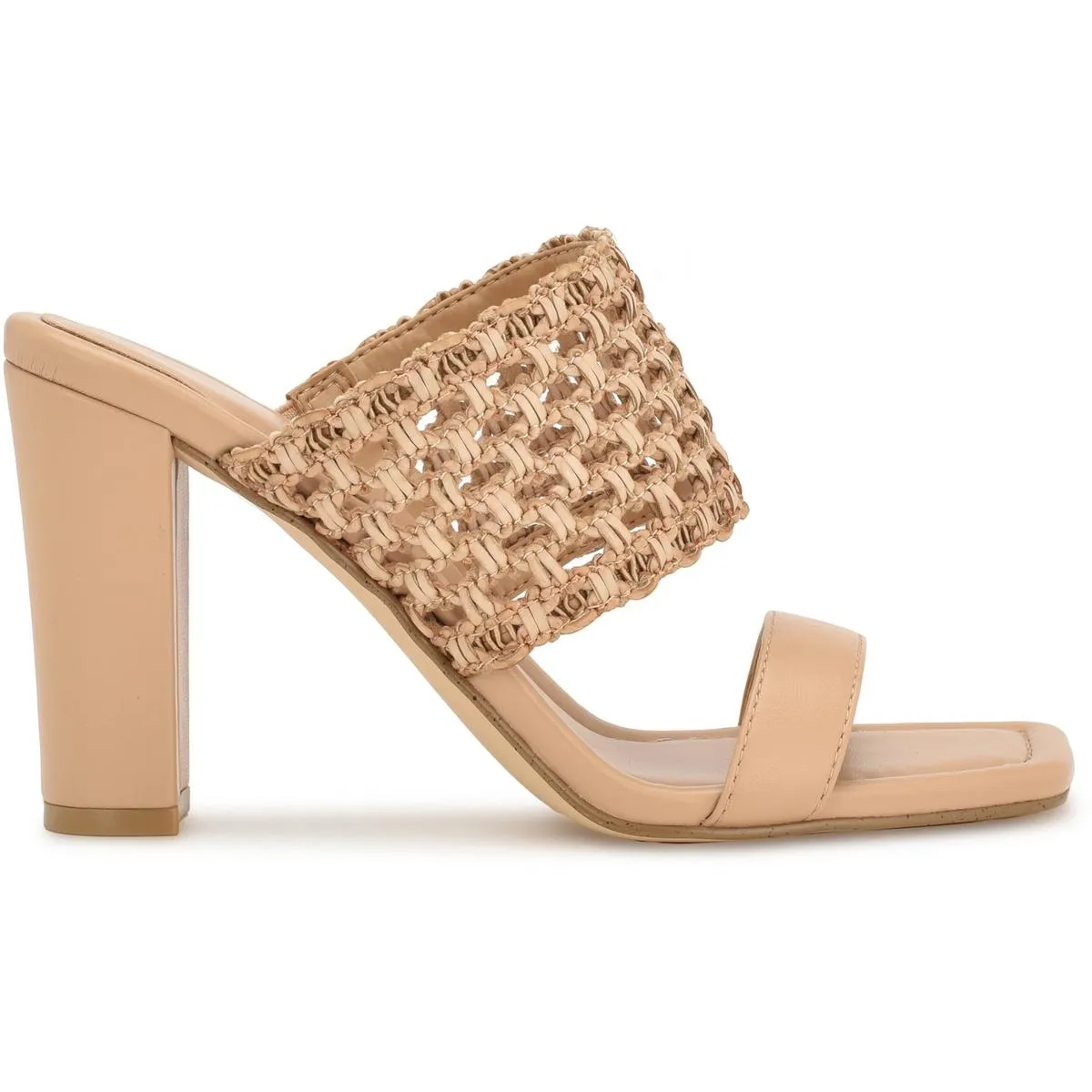 Womens Faux Leather Woven Slide Sandals