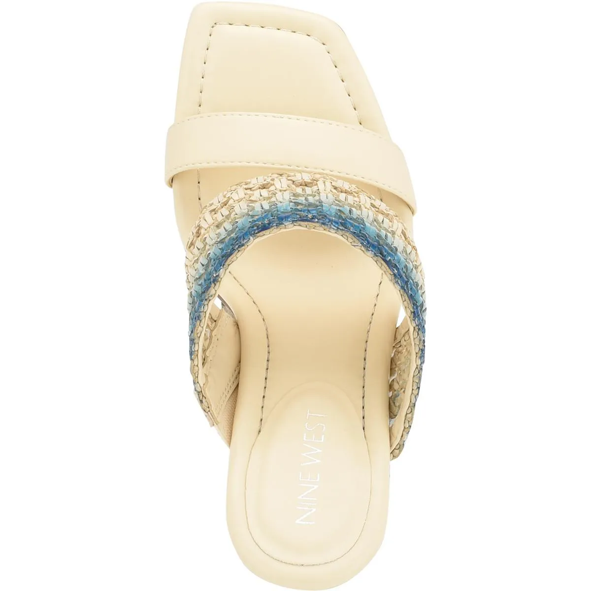 Womens Faux Leather Woven Slide Sandals