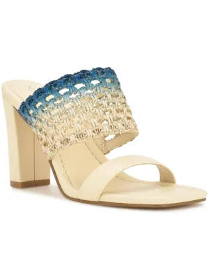 Womens Faux Leather Woven Slide Sandals