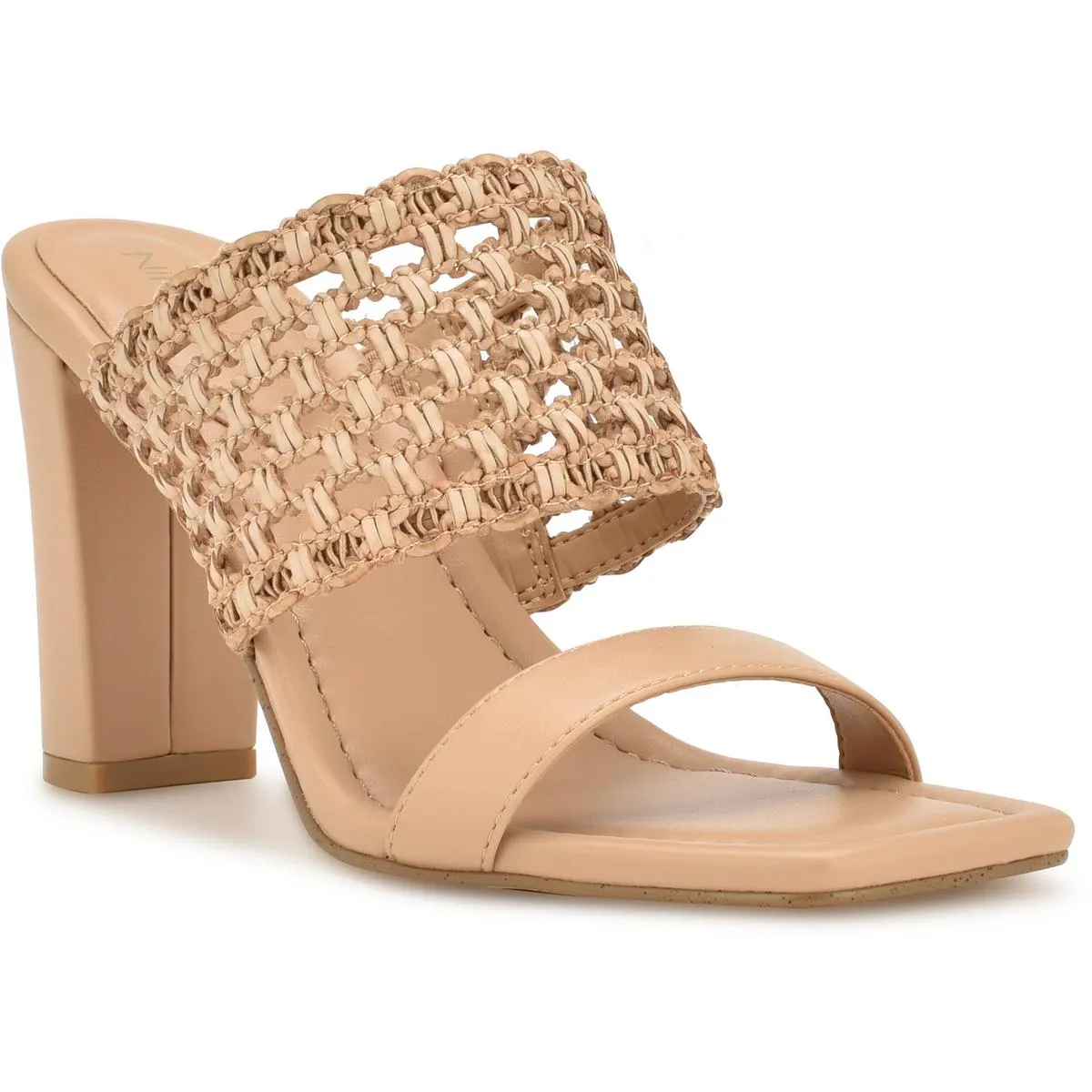 Womens Faux Leather Woven Slide Sandals