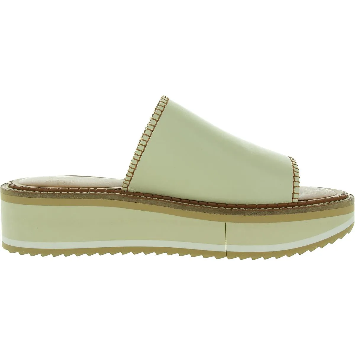 Womens Leather Open Toe Mule Sandals