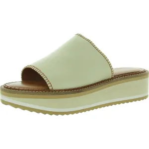 Womens Leather Open Toe Mule Sandals