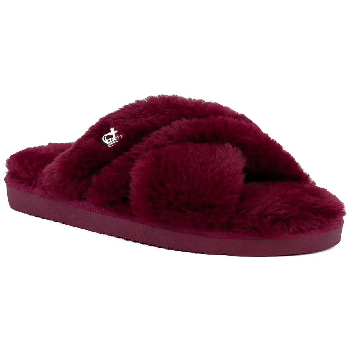 Womens Logo Faux Fur Slide Sandals