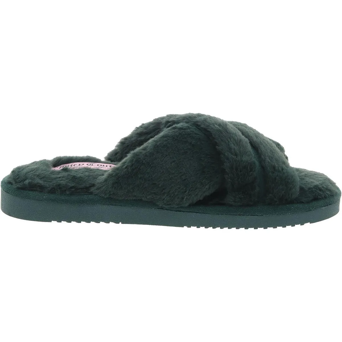 Womens Logo Faux Fur Slide Sandals
