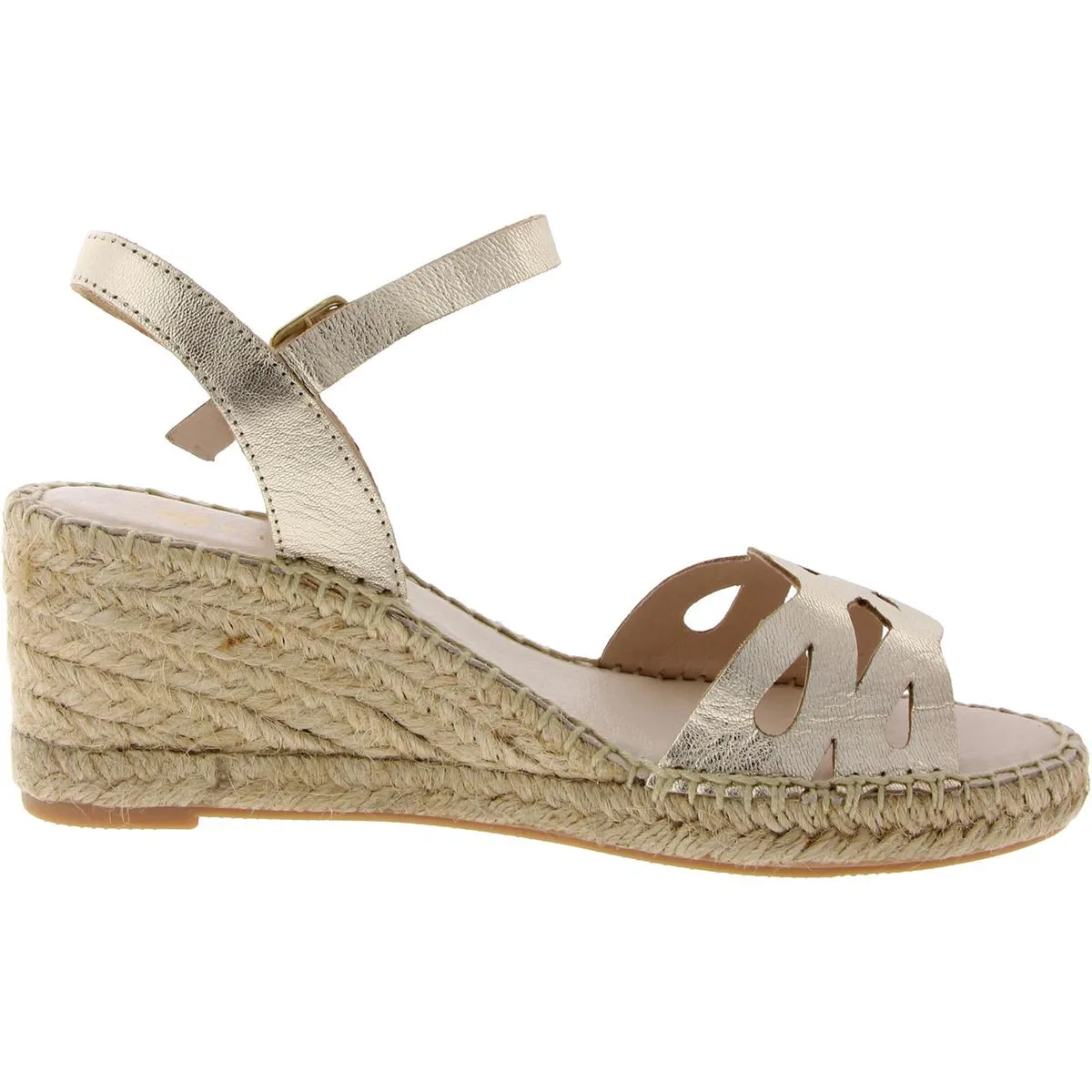 Womens Metallic Ankle strap Wedge Sandals