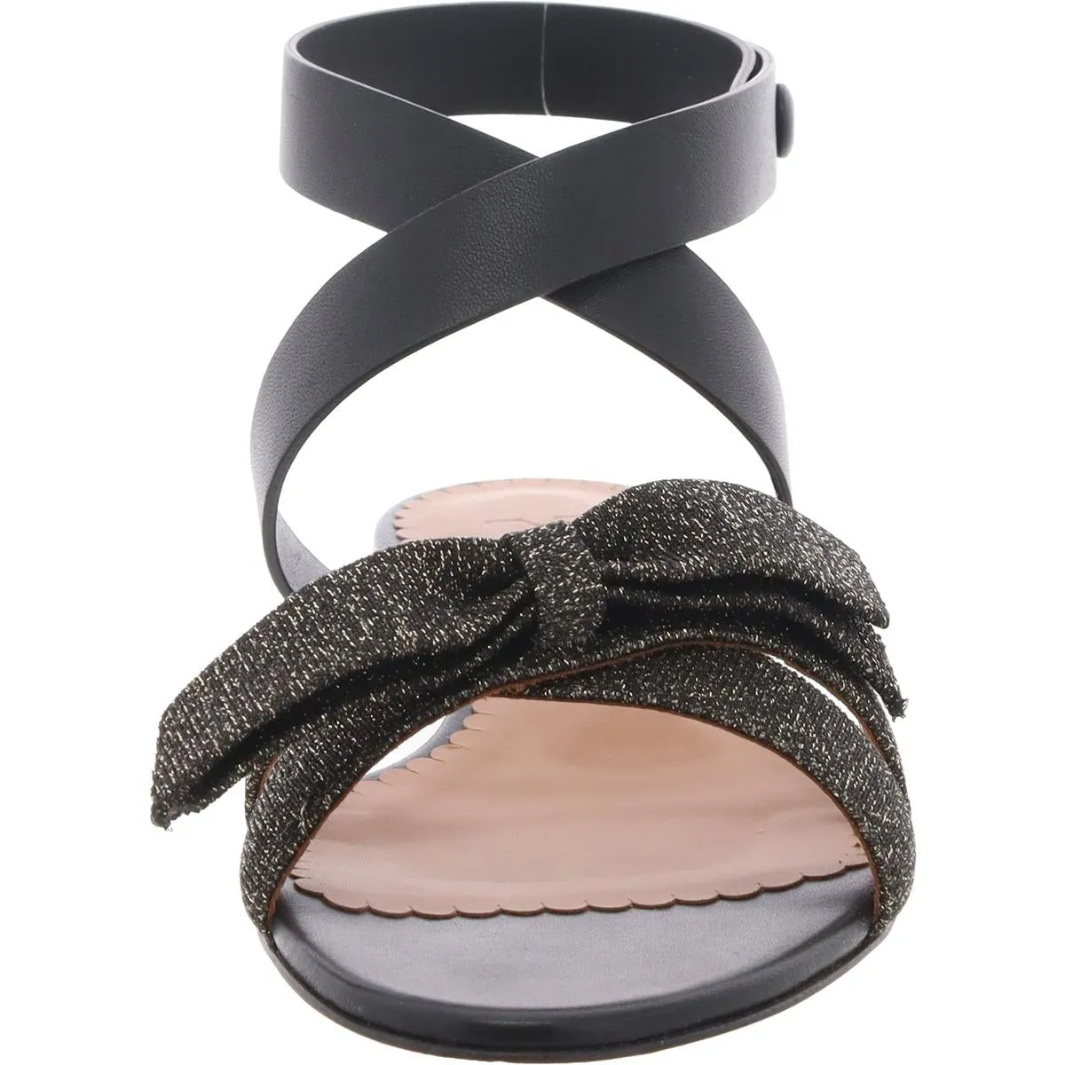 Womens Metallic Leather Ankle Strap