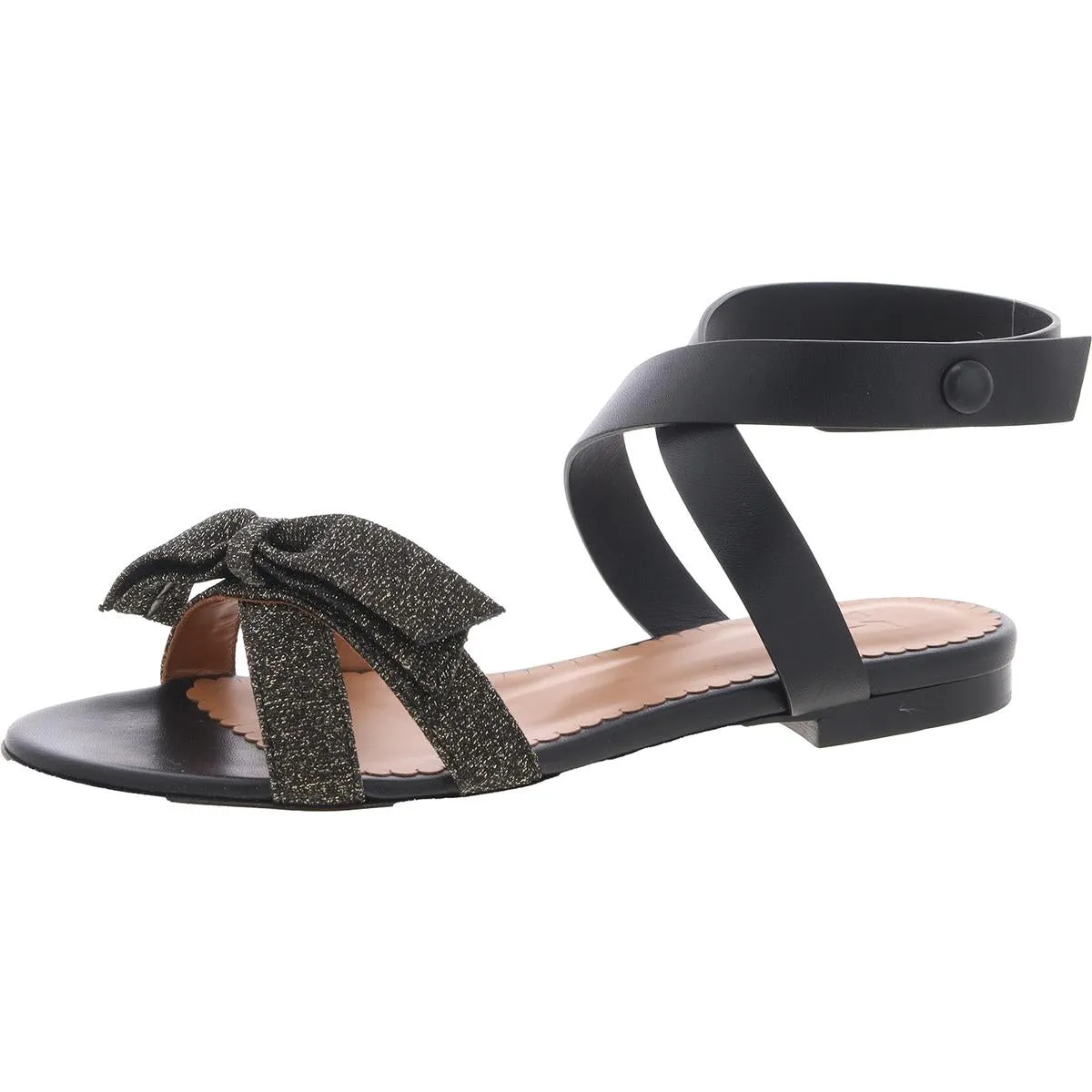 Womens Metallic Leather Ankle Strap