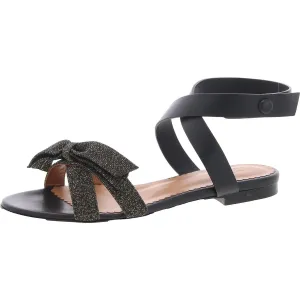 Womens Metallic Leather Ankle Strap