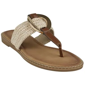 Womens Woven Man Made T-Strap Sandals