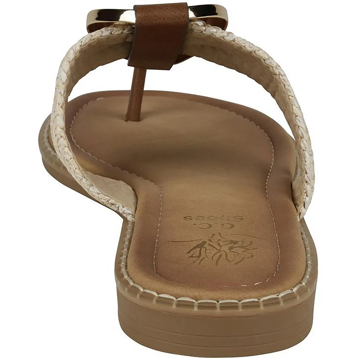 Womens Woven Man Made T-Strap Sandals