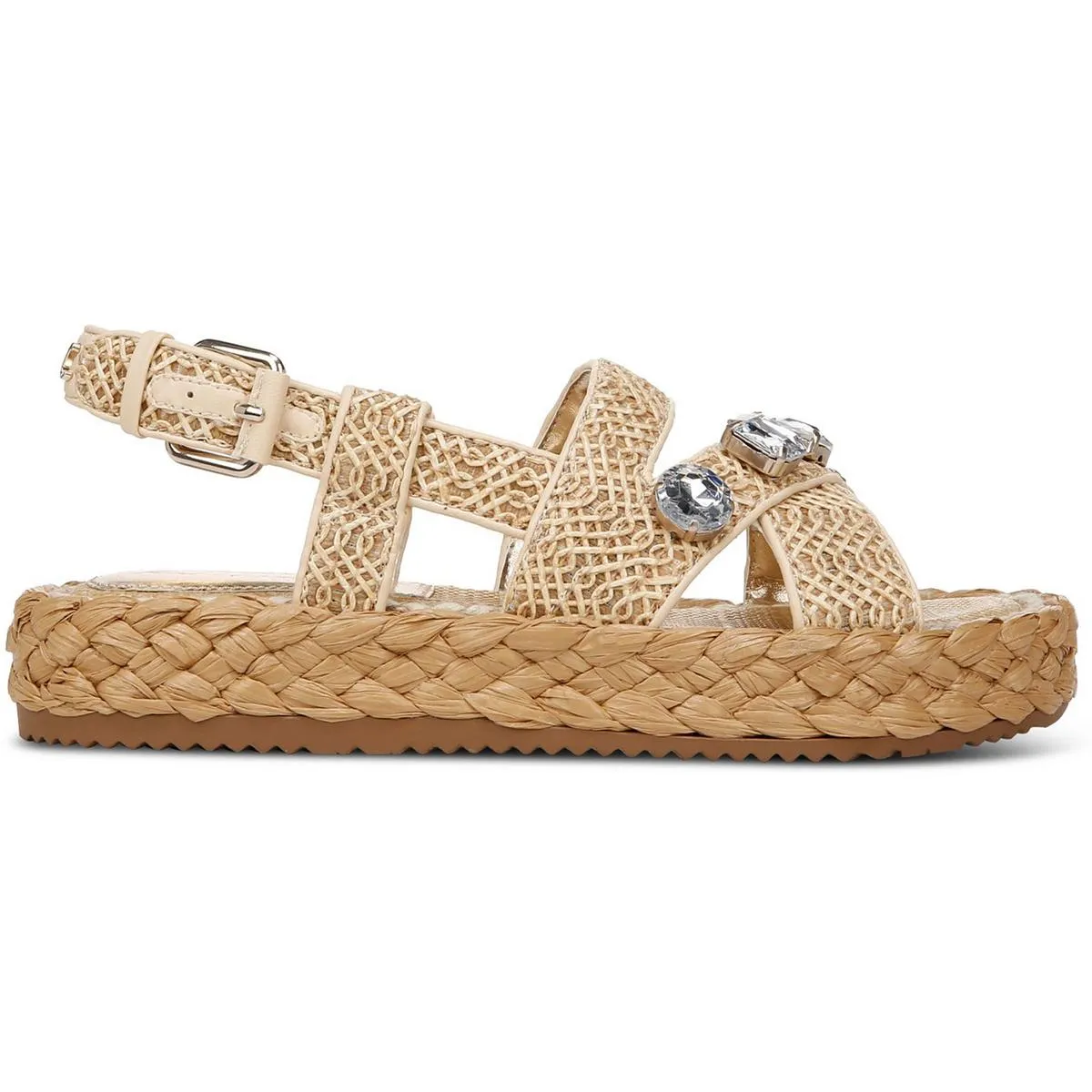 WRIGLEY WVN Womens Rhinestone Man Made Platform Sandals