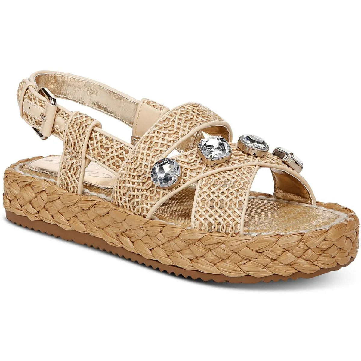WRIGLEY WVN Womens Rhinestone Man Made Platform Sandals