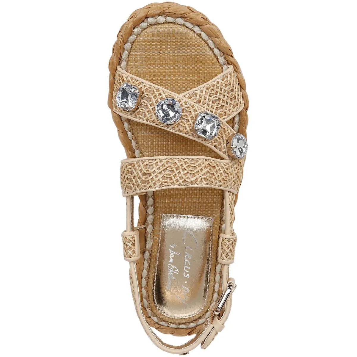 WRIGLEY WVN Womens Rhinestone Man Made Platform Sandals